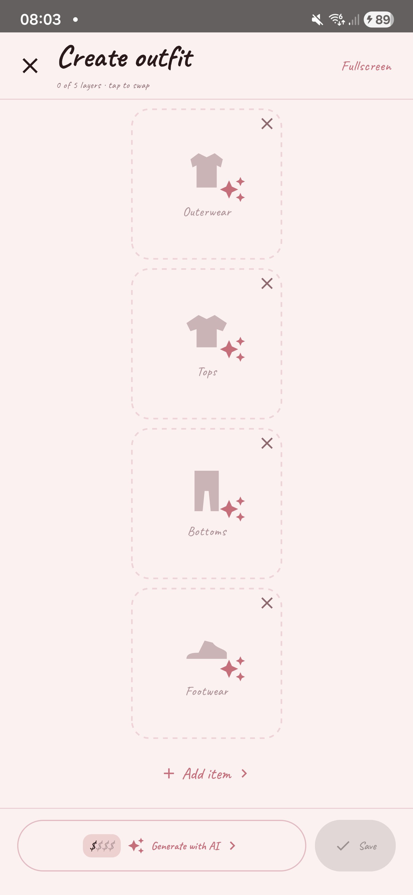 Outfit composer with Generate with AI