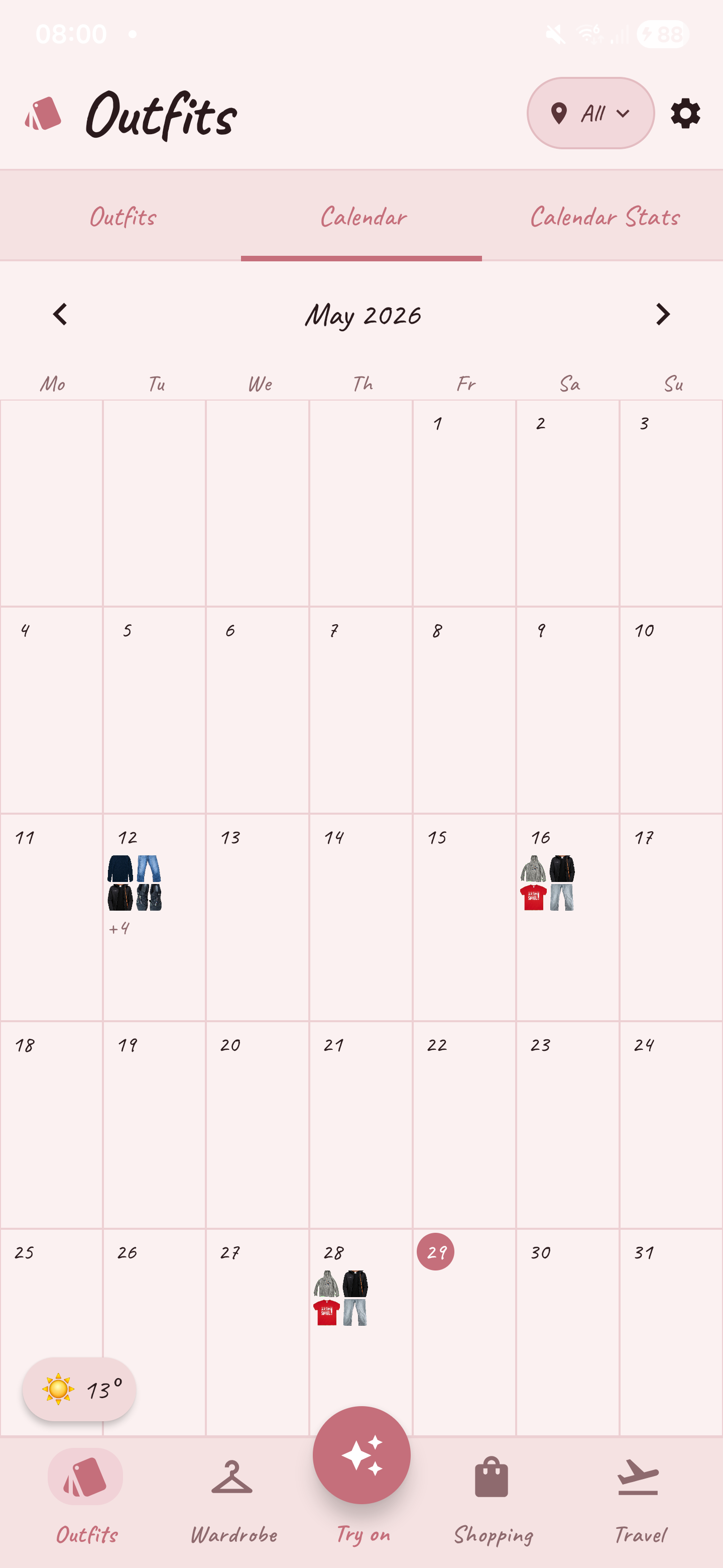 Outfit calendar